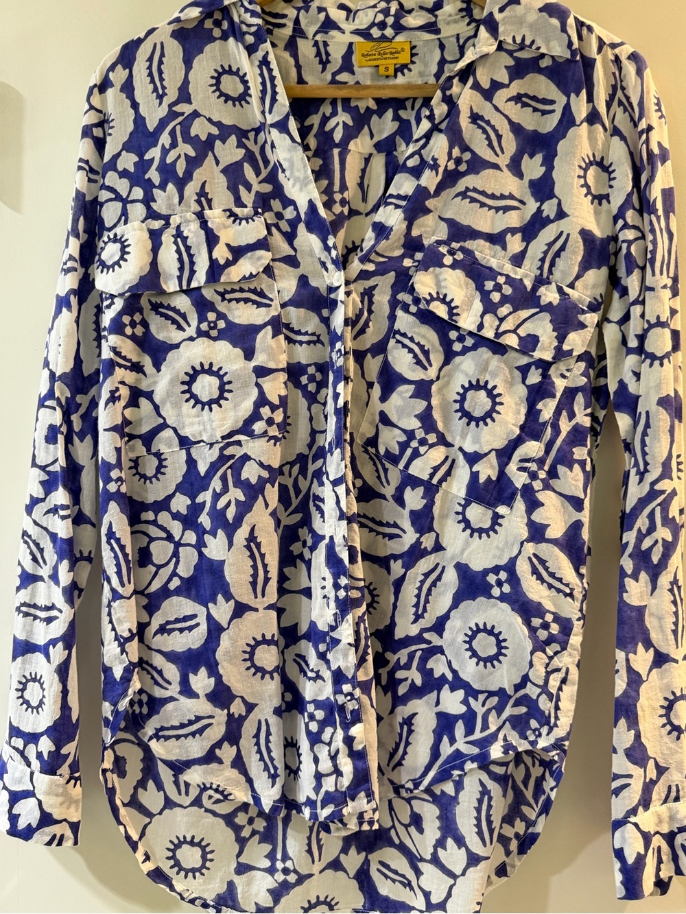 Roberta Roller Rabbit Blue and White Floral Button-Up Blouse